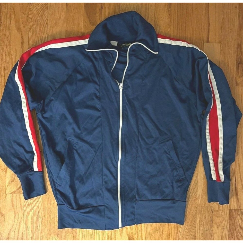 Vintage Kmart Blue White Stripe Full Zip Track Jacket Chest 42-44 Waist 28-40